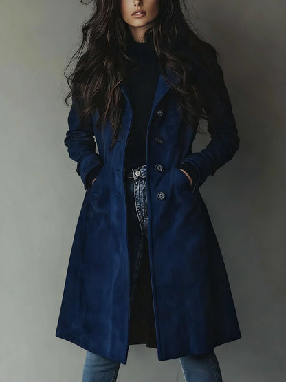 Mørkeblå vintage trenchcoat til dame