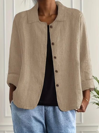 Khaki skjortejakke til dame med knapper
