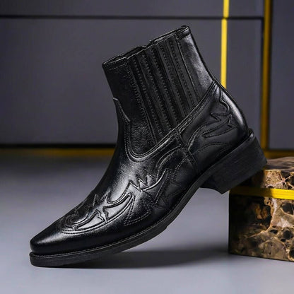 Western Chelsea boots med spids snude i sort